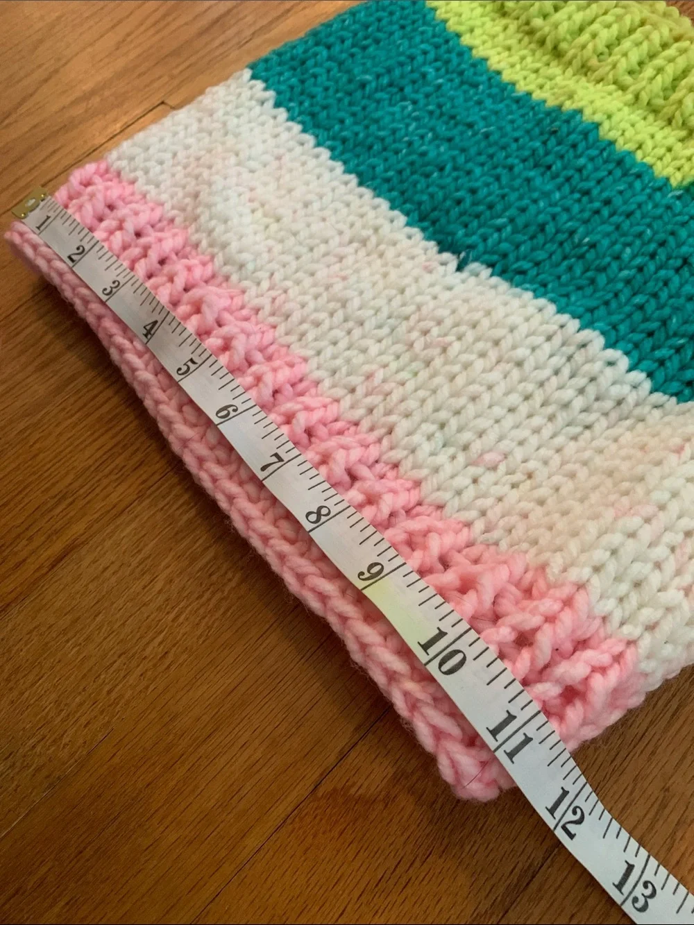 Striped Hand Knit Neck Warmer - Pink, White, Teal & Lime